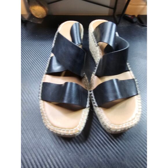 Nordstrom Rack Cressida Platform Wedge PU Leather Black Size 9.5M - Picture 1 of 8